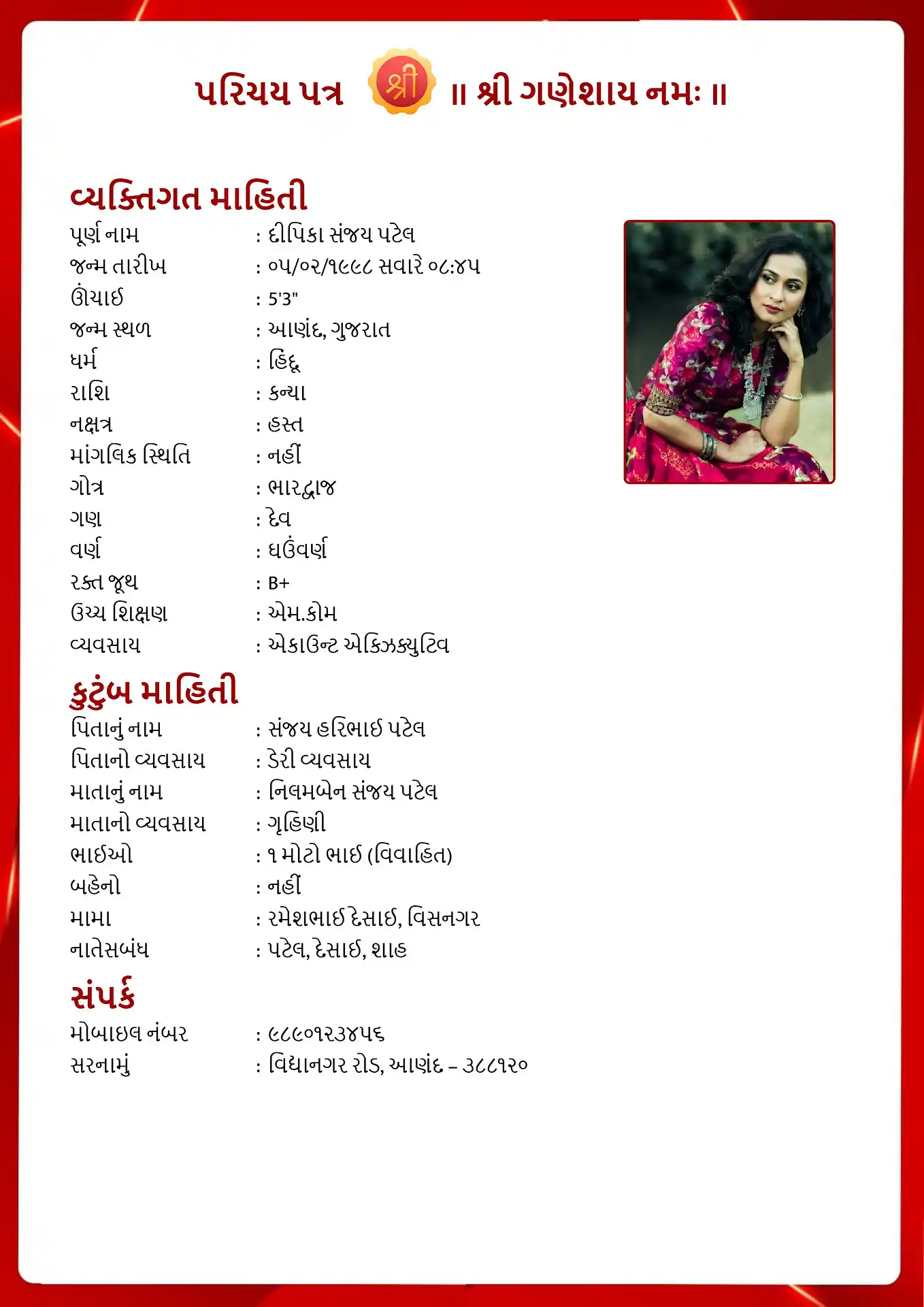 Template 5 biodata template