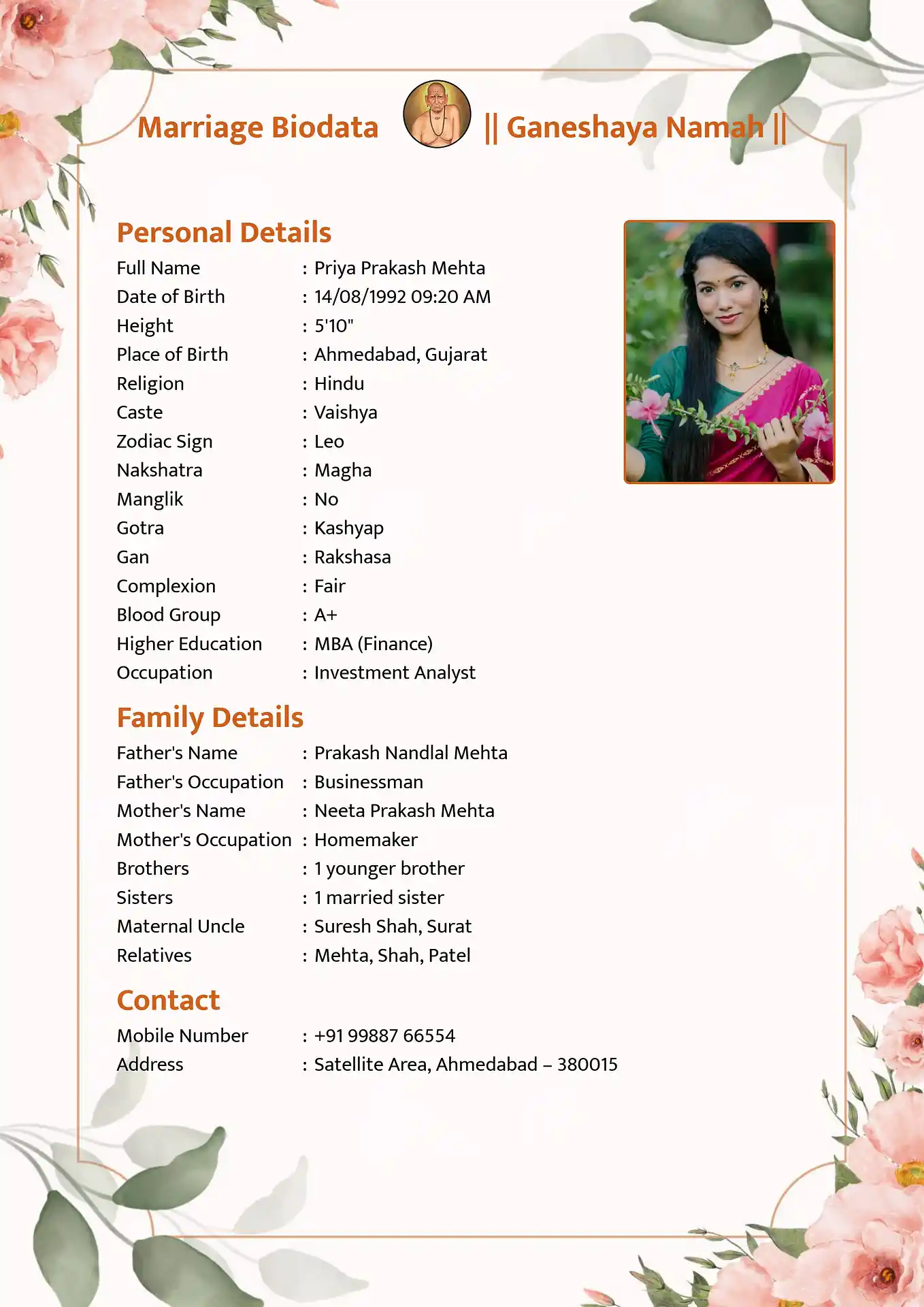 Template 6 biodata template