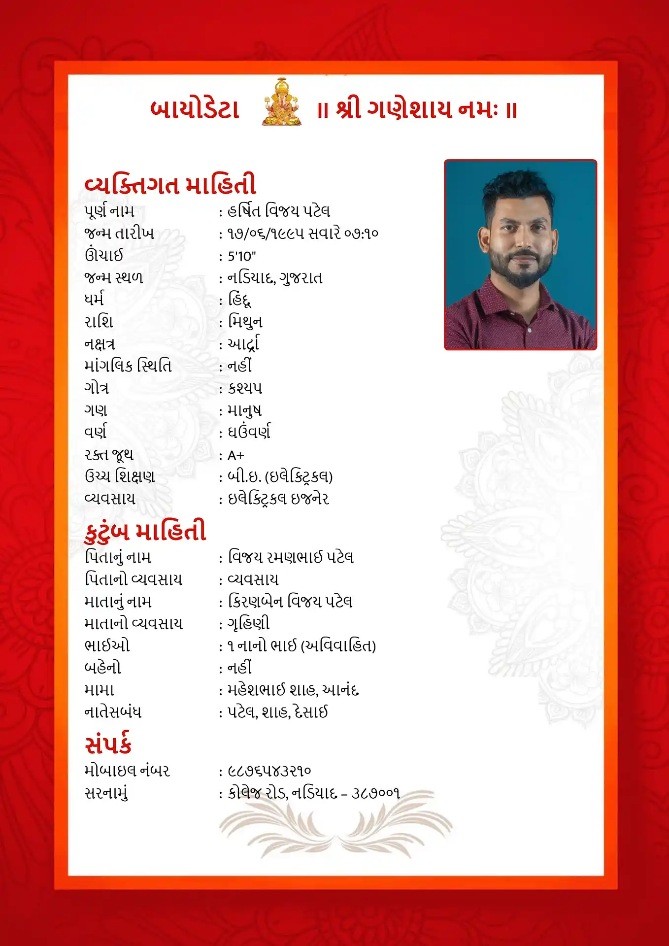 Template 7 biodata template